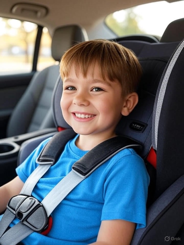 Professional car seat installation in family vehicle